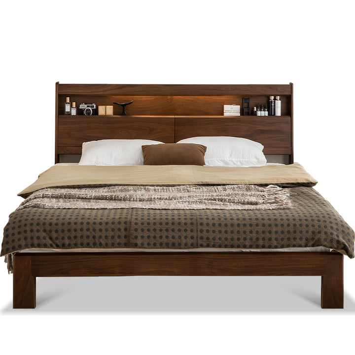 Vintage Walnut Wood Bed ACCOMPANY LIGHT