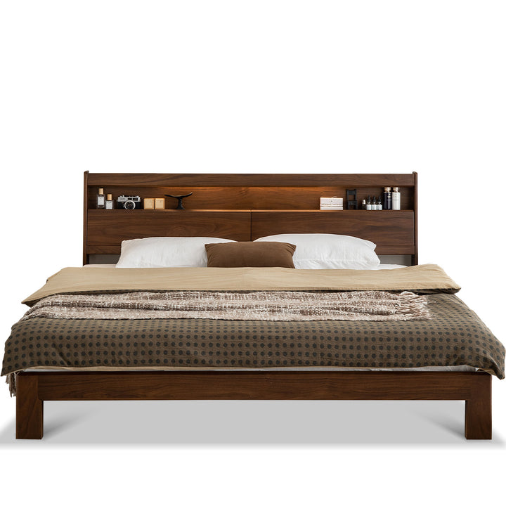 Vintage Walnut Wood Bed ACCOMPANY LIGHT