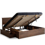 Japandi Walnut Wood Lift-Up Storage Bed With Drawer KANGAROO