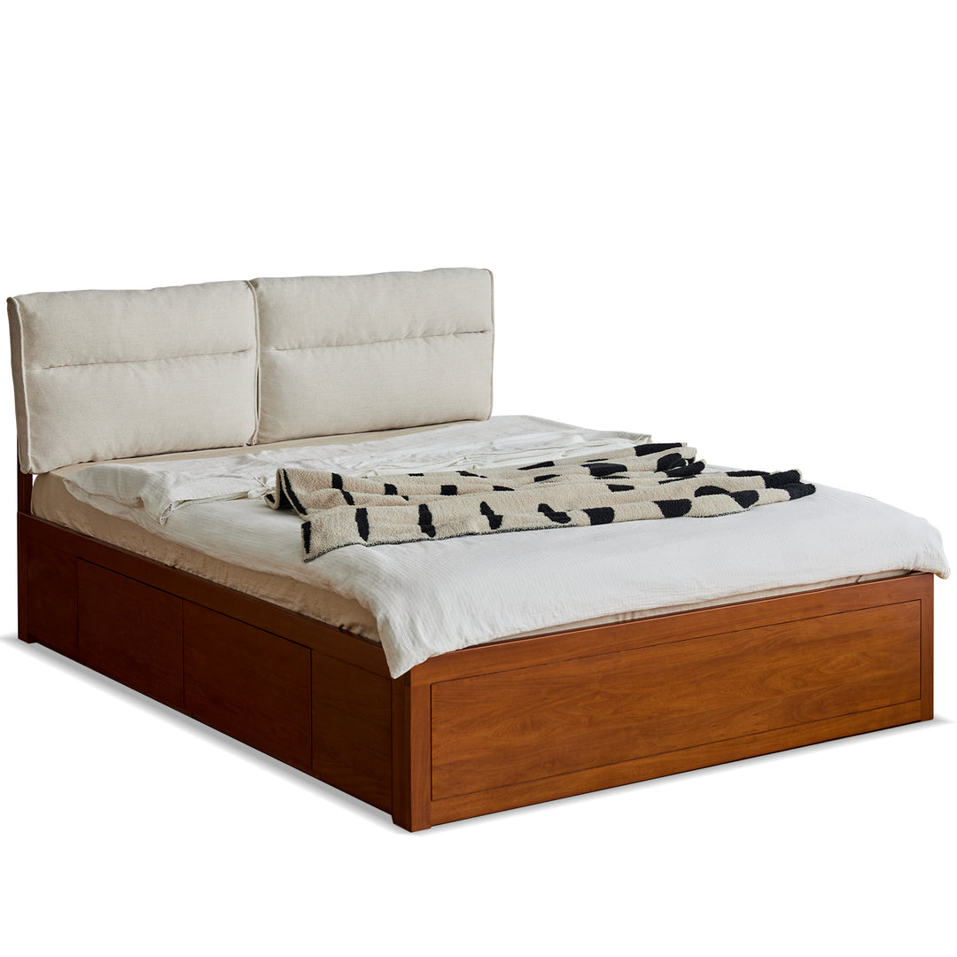 Vintage boxwood cushion lift-up storage bed with drawer kangaroo detail 2.