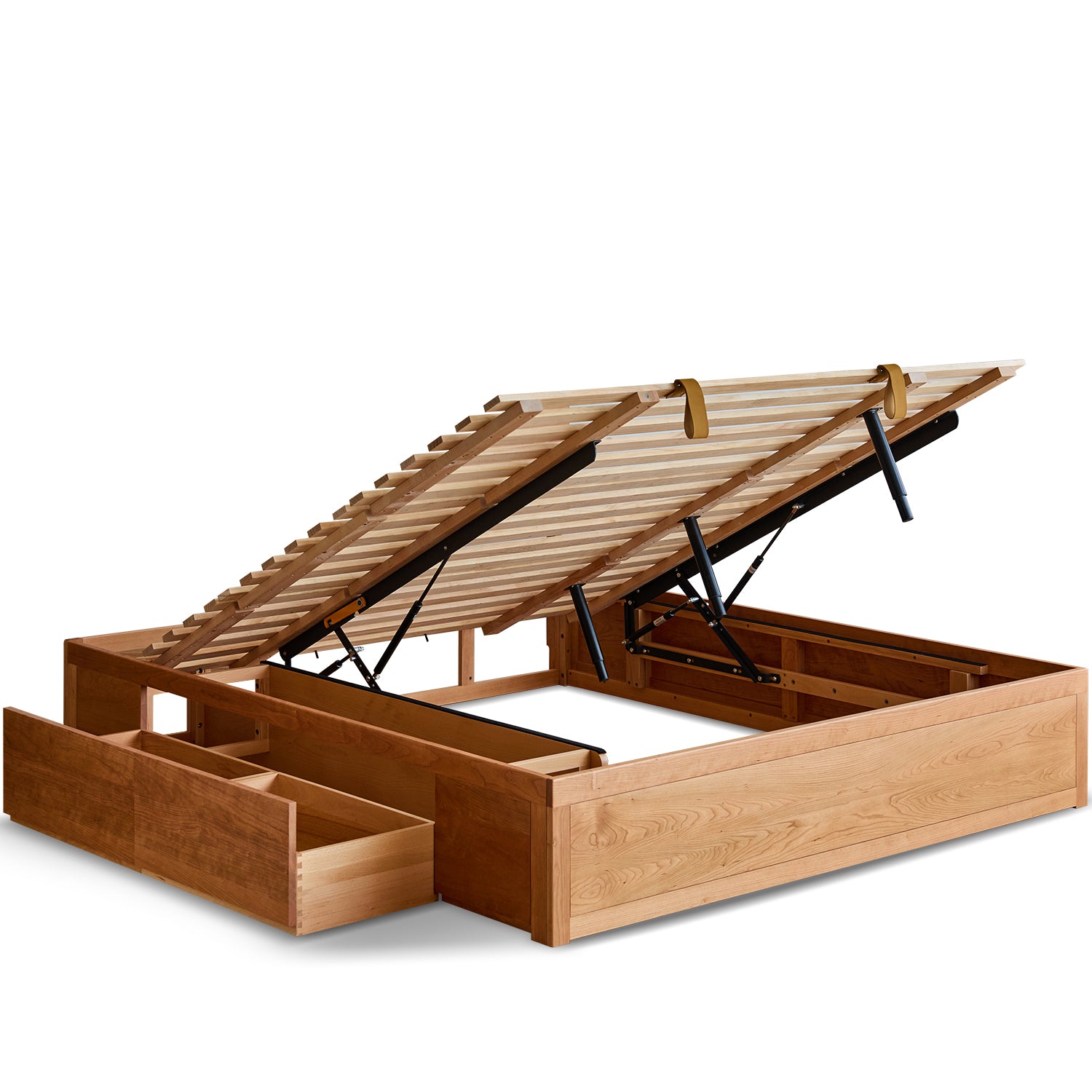 Scandinavian Cherry Wood Lift-Up Storage Platform Bed With Drawer KANG ...