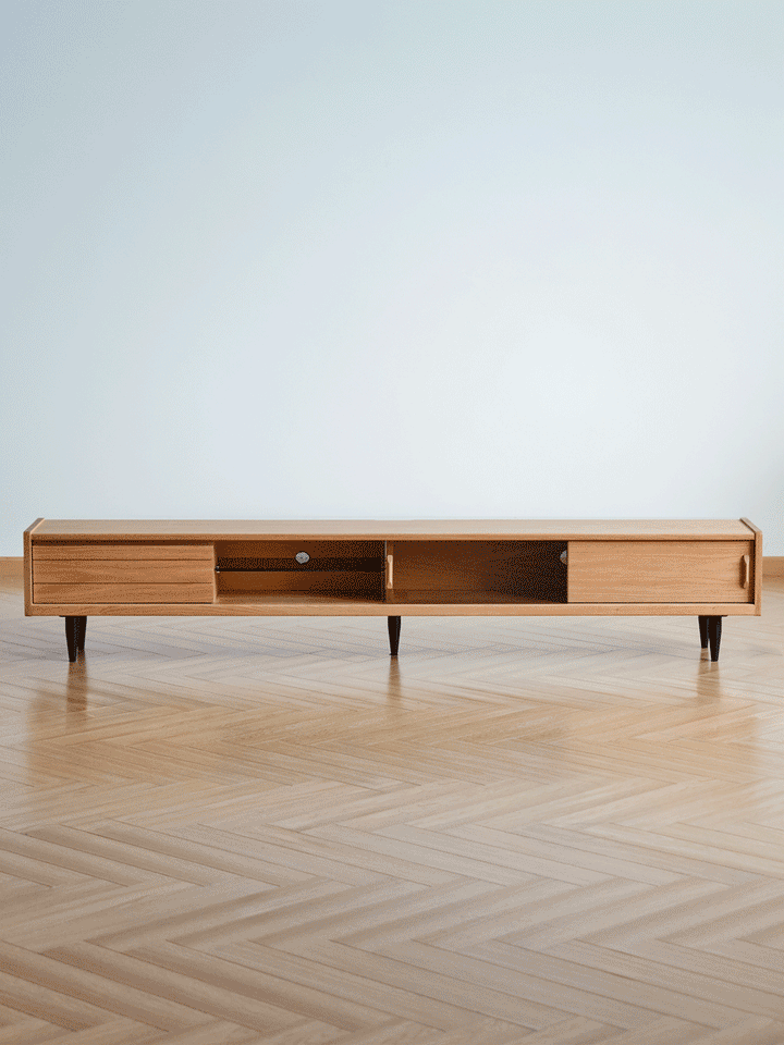 Scandinavian oak wood tv console lyne color swatches.