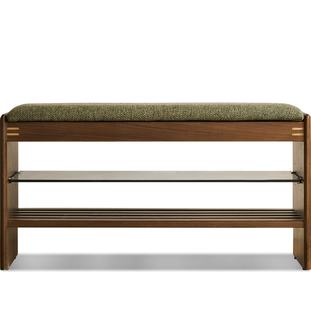 Vintage walnut wood shoe changing bench dawn in white background.