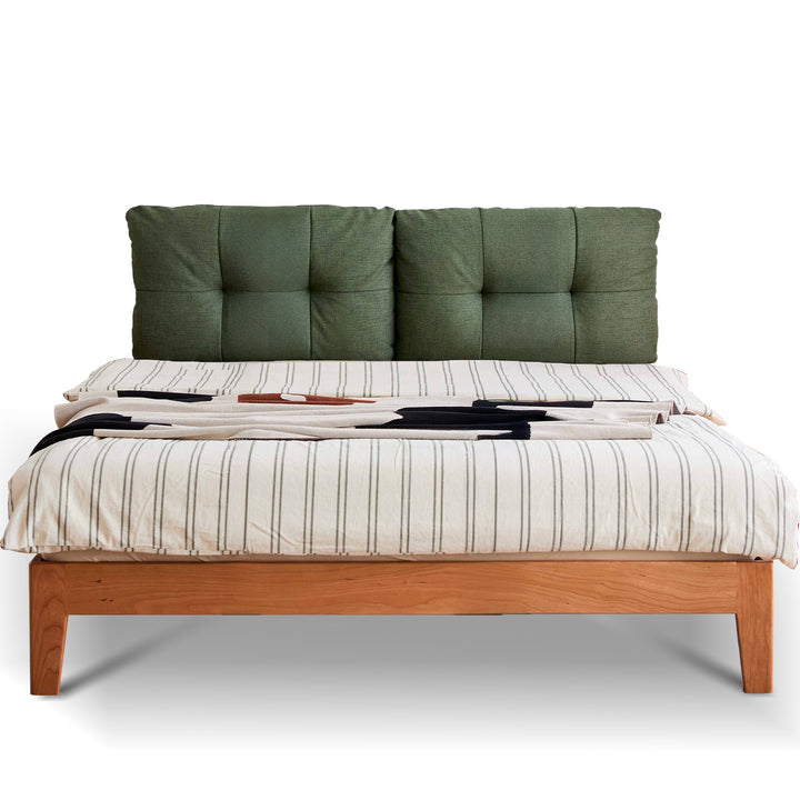 Scandinavian Cherry Wood Cotton Fabric Bed SERENE