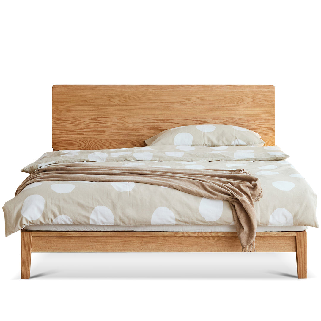 Scandinavian oak wood bed solid conceptual design.