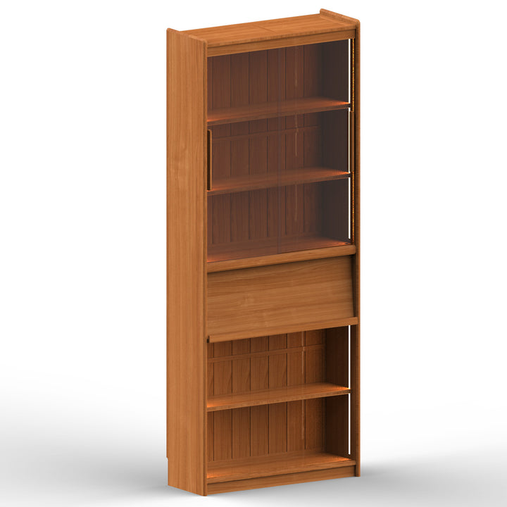 Scandinavian cherry wood bookshelf vista detail 1.