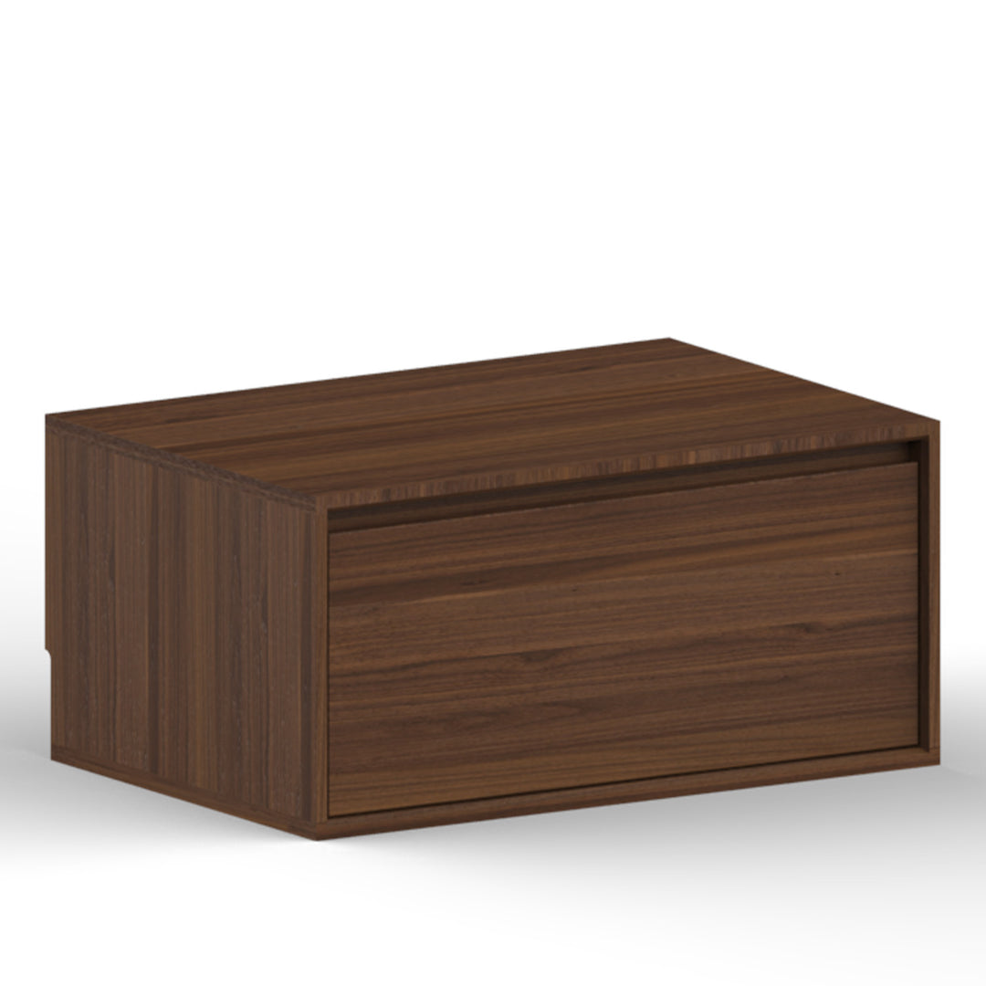 Vintage walnut wood bookshelf vista detail 2.