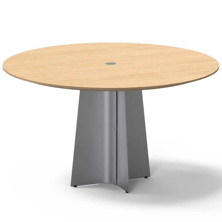 Minimalist ash wood veneer stainless steel round dining table aeri environmental situation.