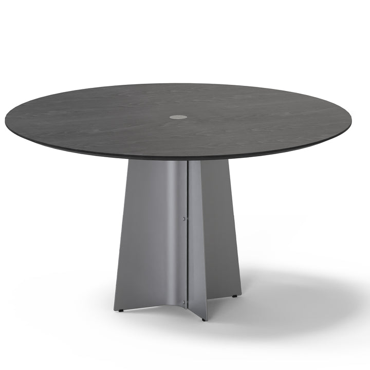 Minimalist ash wood veneer stainless steel round dining table black aeri environmental situation.