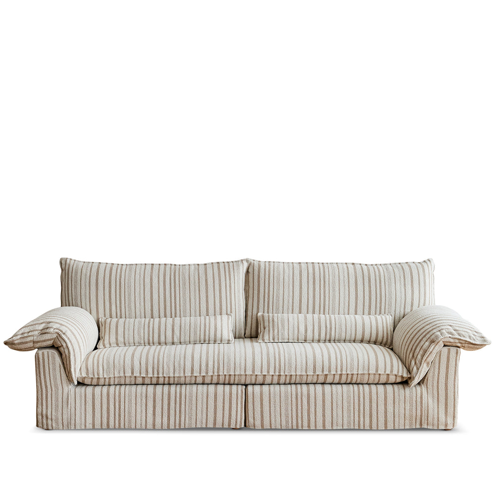 Vintage chenille velvet fabric 3 seater sofa koala in white background.