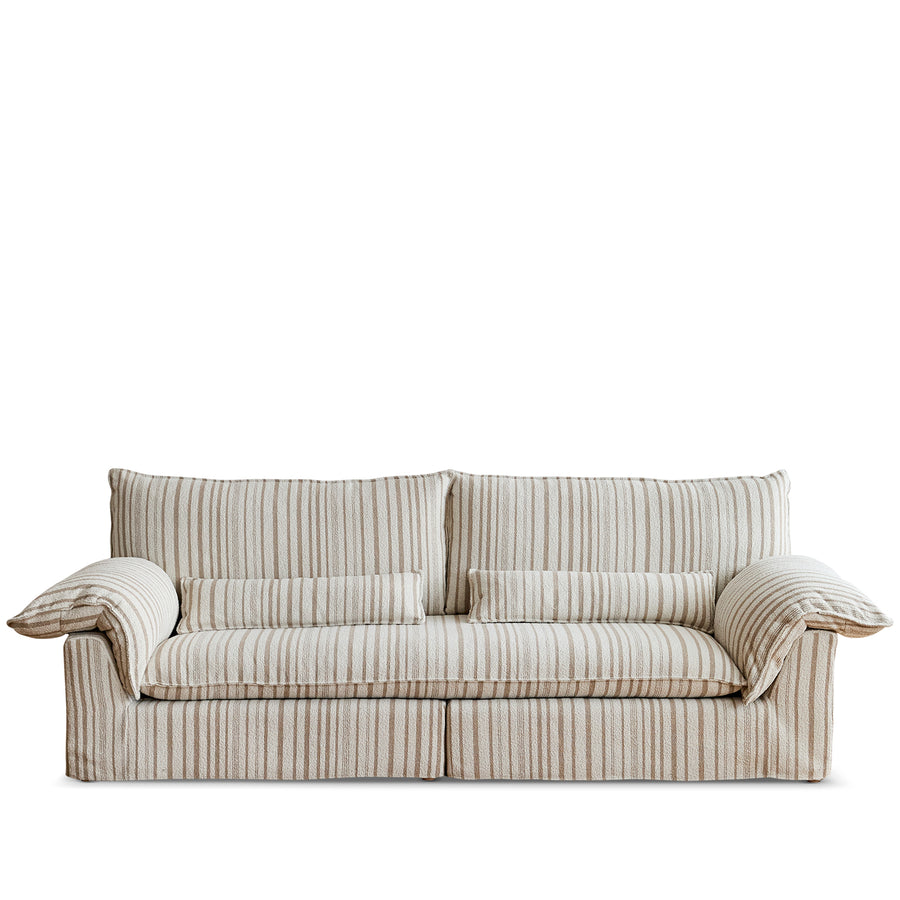 Vintage chenille velvet fabric 3 seater sofa koala in white background.