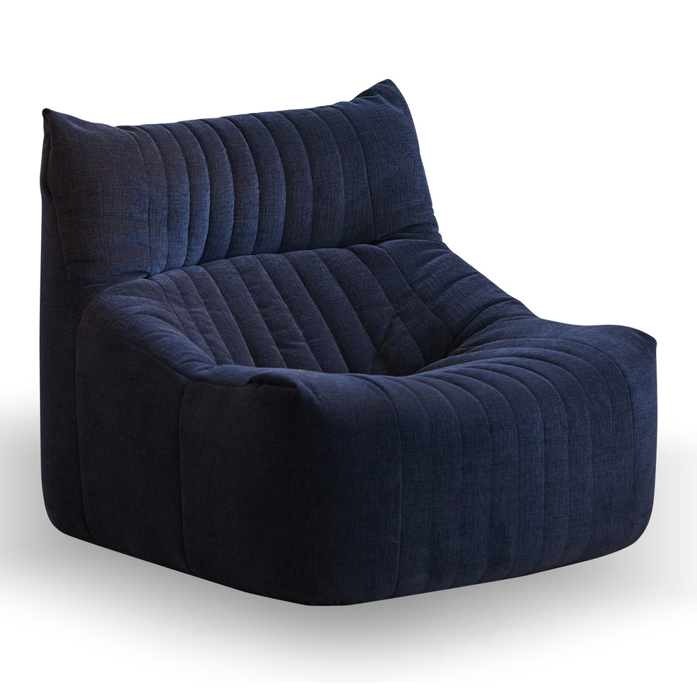 Minimalist chenille velvet fabric 1 seater sofa kait in white background.