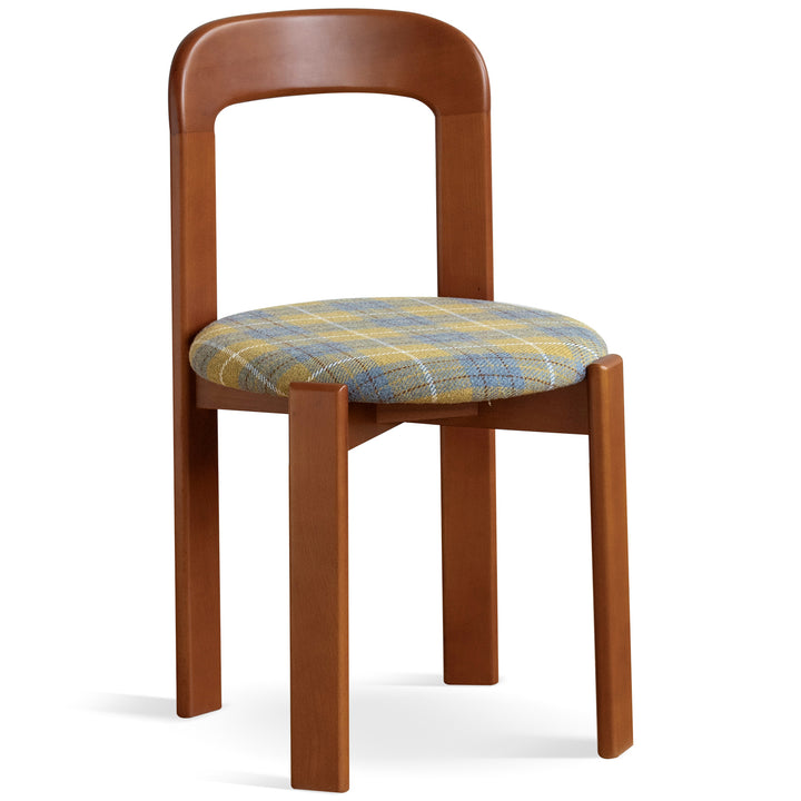 Vintage wool fabric beech wood dining chair memphis in details.