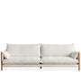Scandinavian Chenille Velvet Fabric Cherry Wood 4 Seater Sofa SEA SALT
