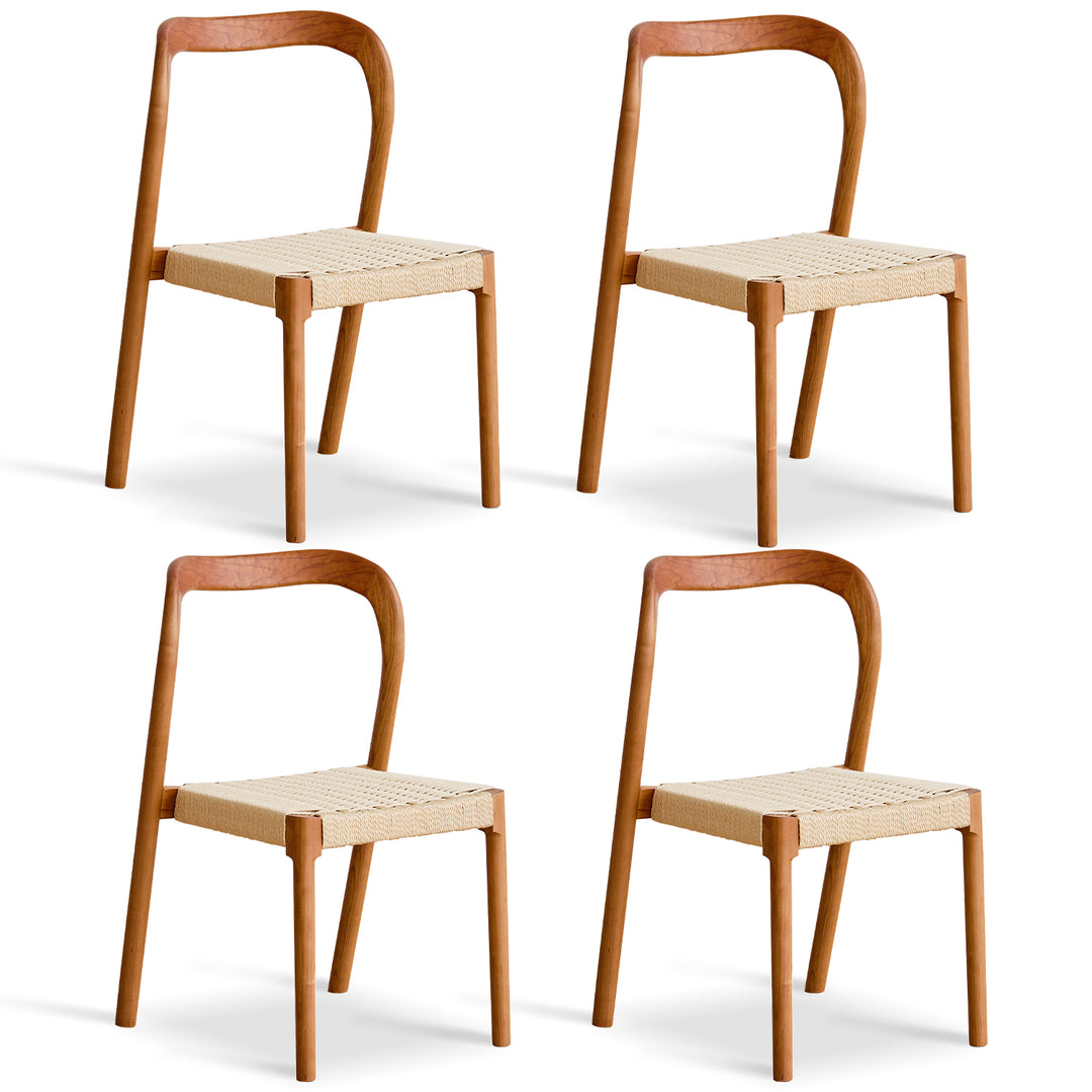 Scandinavian Cherry Wood Woven Rope Dining Chair SONA