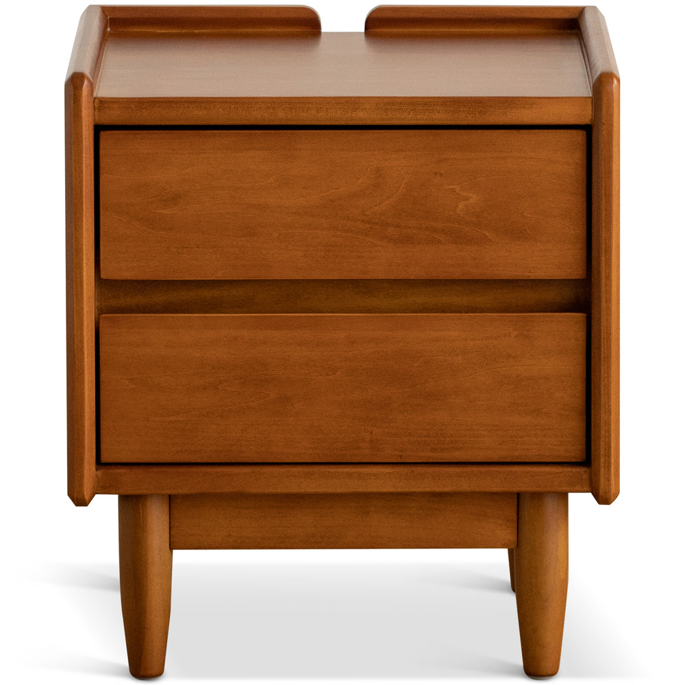 Vintage boxwood side table vista in white background.