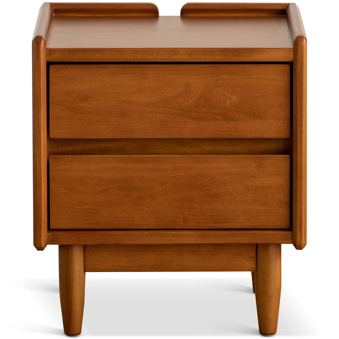 Vintage boxwood side table vista in white background.