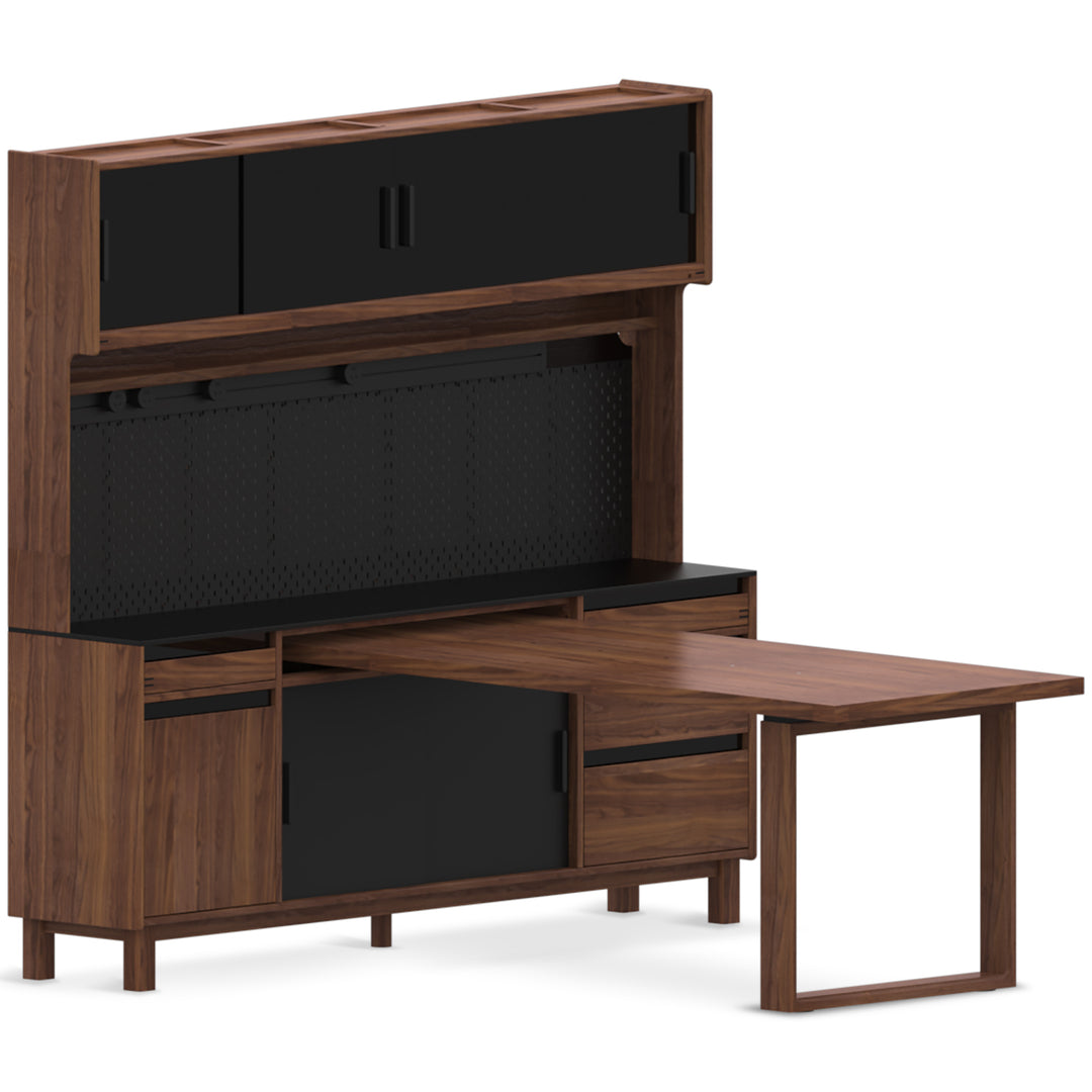Japandi walnut wood storage side cabinet with dining table harmon detail 2.