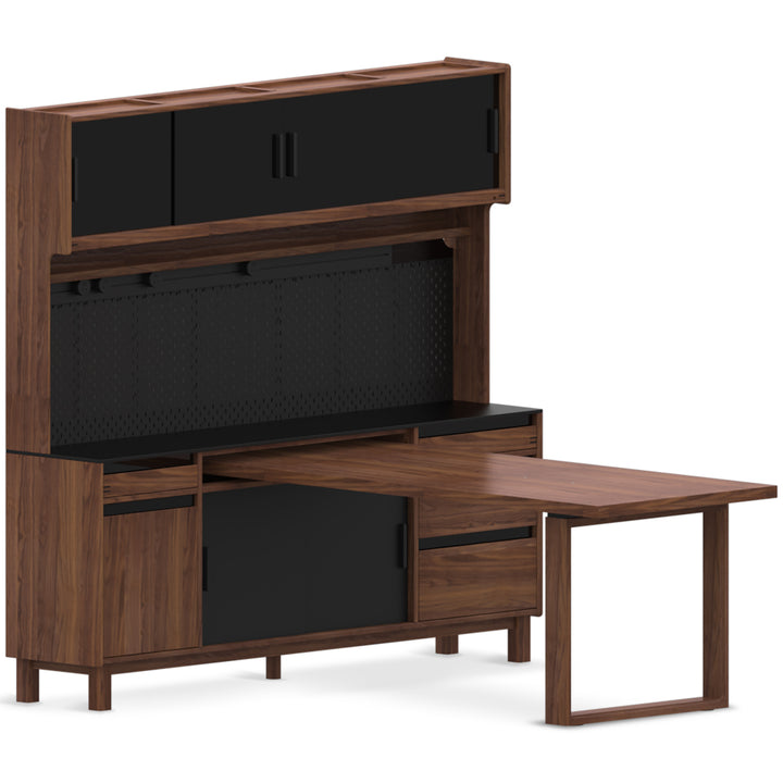 Japandi walnut wood storage side cabinet with dining table harmon detail 2.