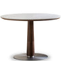 Japandi Walnut Wood Sintered Stone Round Dining Table GREY