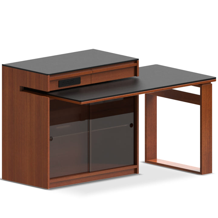 Vintage boxwood sintered stone extendable island dining table with cabinet skeletal detail 2.