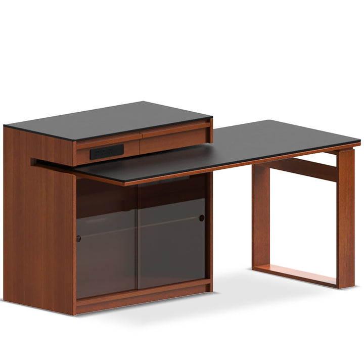 Vintage boxwood sintered stone extendable island dining table with cabinet skeletal detail 3.