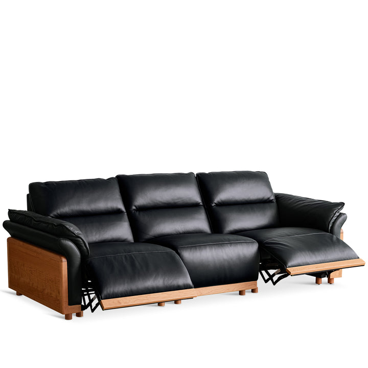 Scandinavian cherry wood genuine leather electric recliner 4 seater sofa edgeless situational feels.