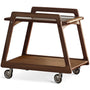 Japandi Walnut Wood Wheeled Trolley Side Table YOYO
