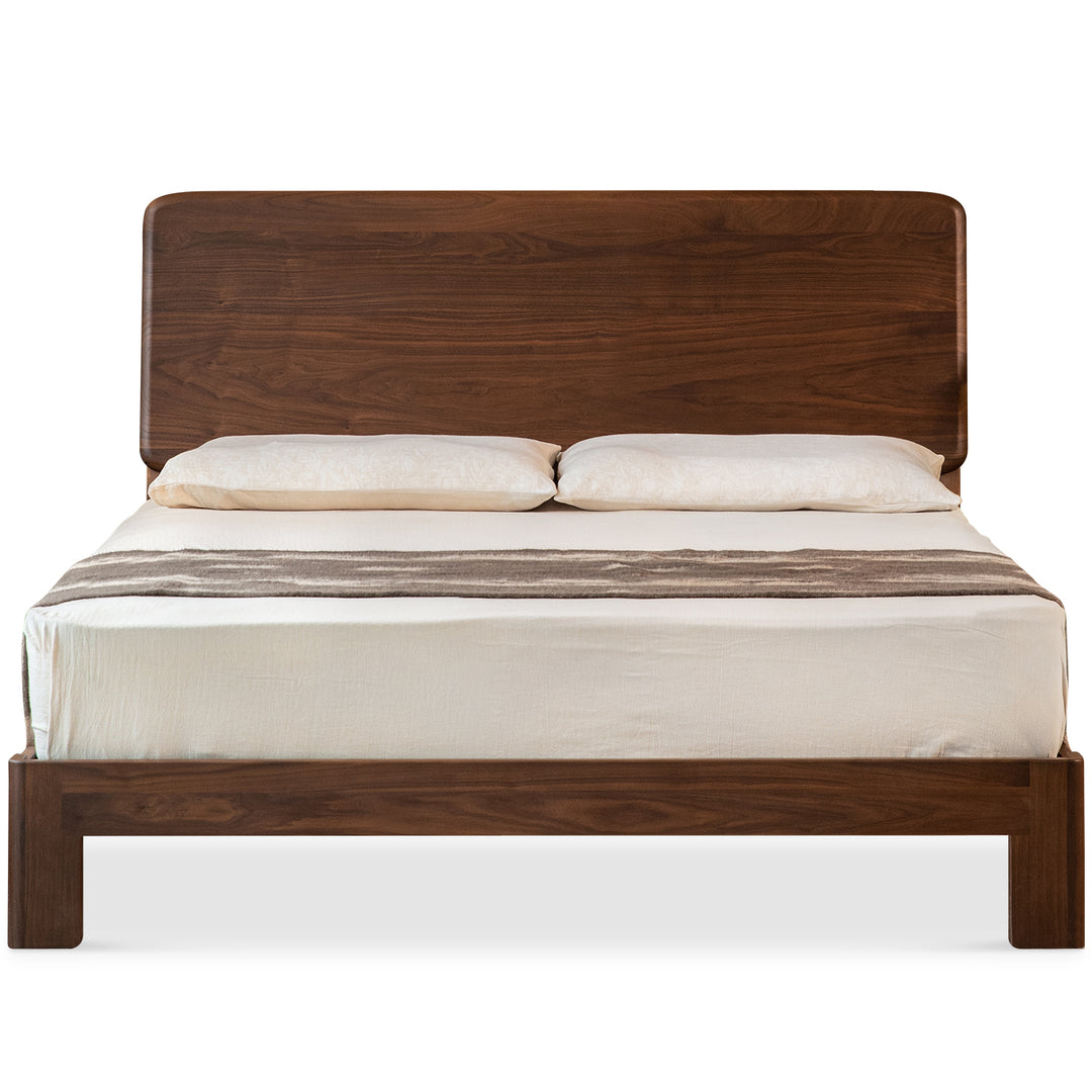 Japandi walnut wood bed dune conceptual design.