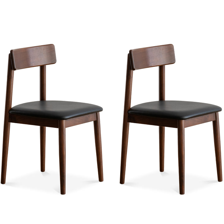 Japandi walnut wood microfiber leather dining chair green conceptual design.