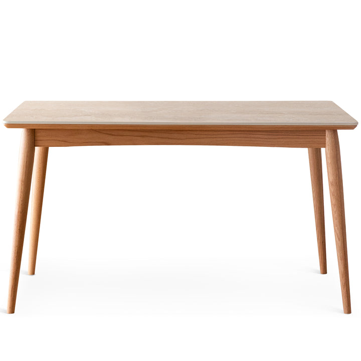 Scandinavian oak wood sintered stone dining table green detail 1.