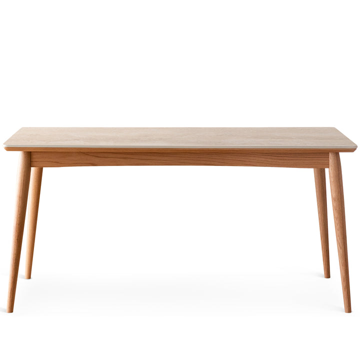 Scandinavian oak wood sintered stone dining table green detail 2.