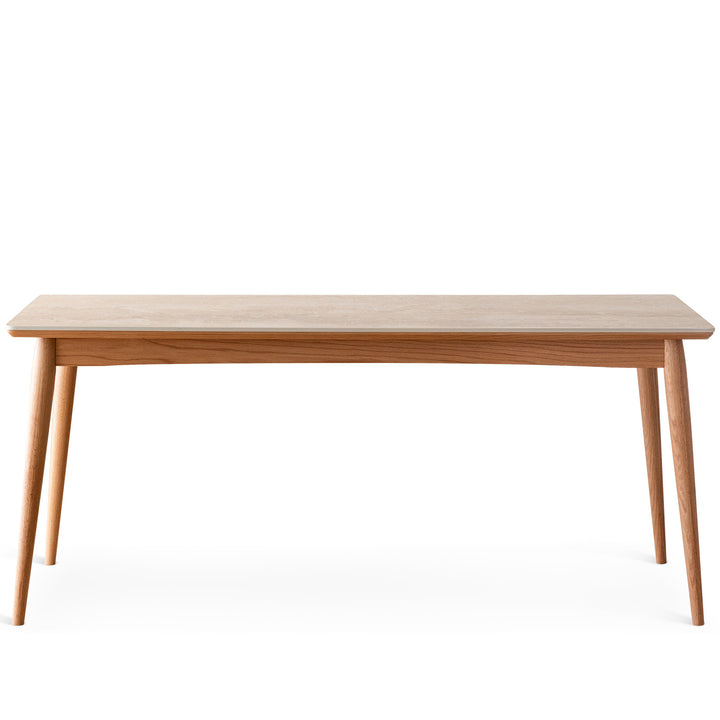 Scandinavian oak wood sintered stone dining table green detail 3.