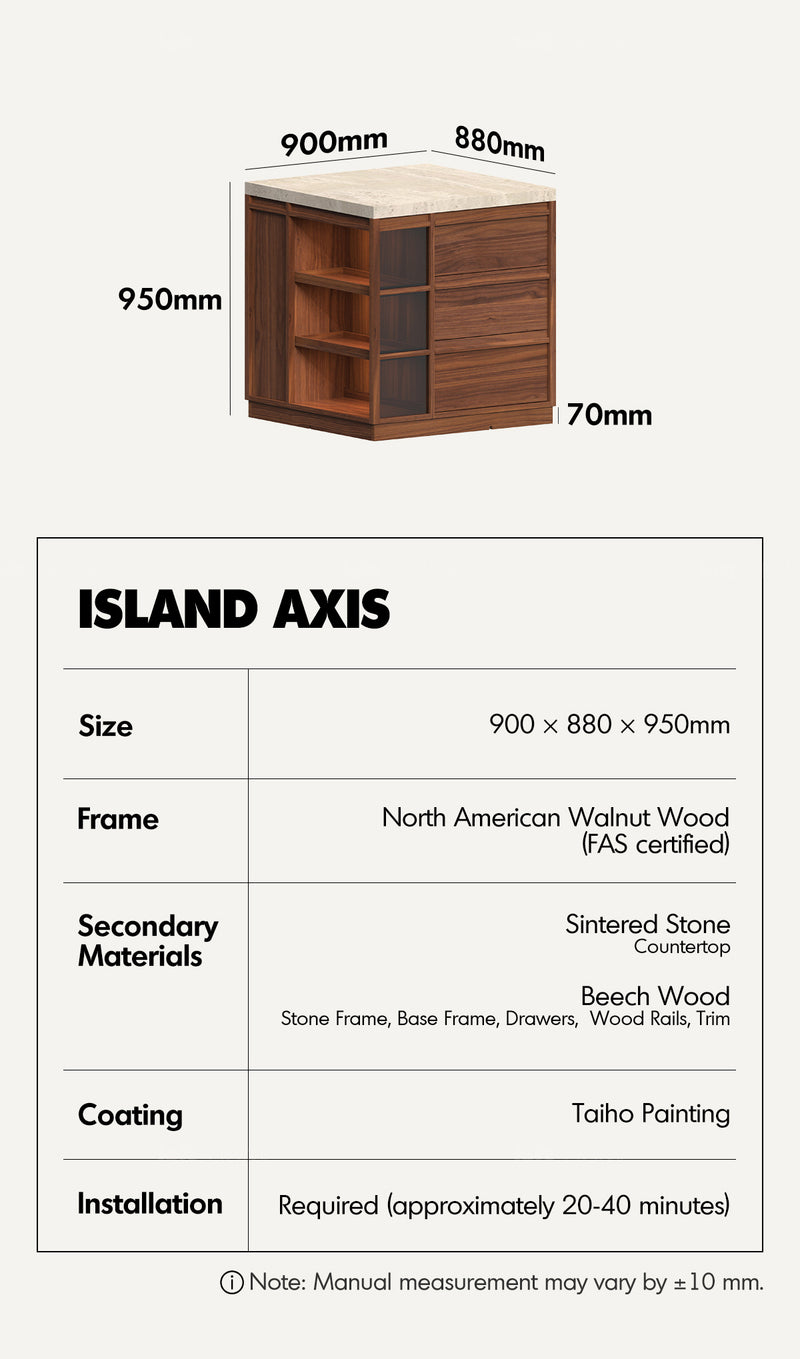 Japandi Walnut Wood Sintered Stone Island Dining Table With Cabinet AXIS Good to Know - 15