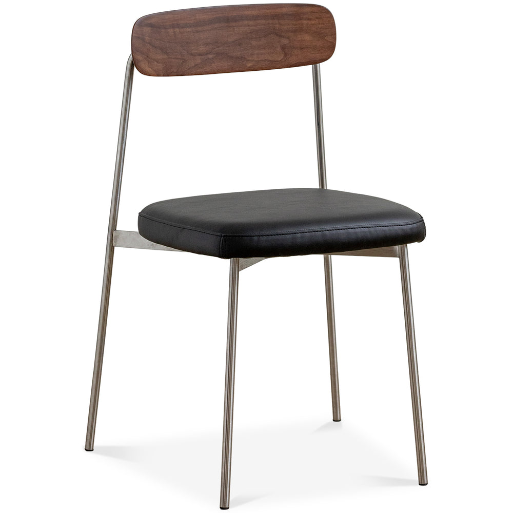 Bauhaus walnut wood dining chair wiener in white background.