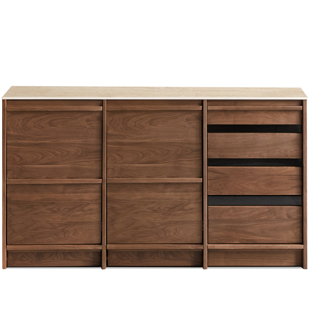 Japandi walnut wood sintered stone cabinet axis detail 3.