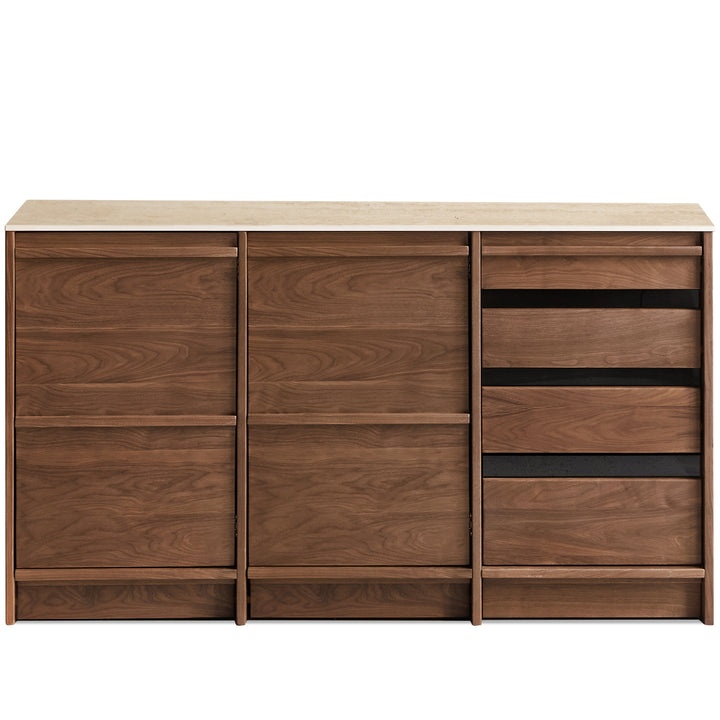 Japandi walnut wood sintered stone cabinet axis detail 3.