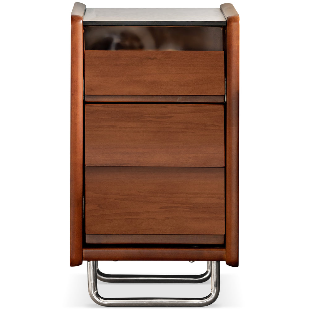 Bauhaus boxwood side table sita in white background.