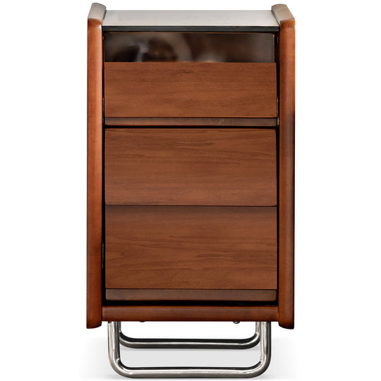 Bauhaus boxwood side table sita in white background.