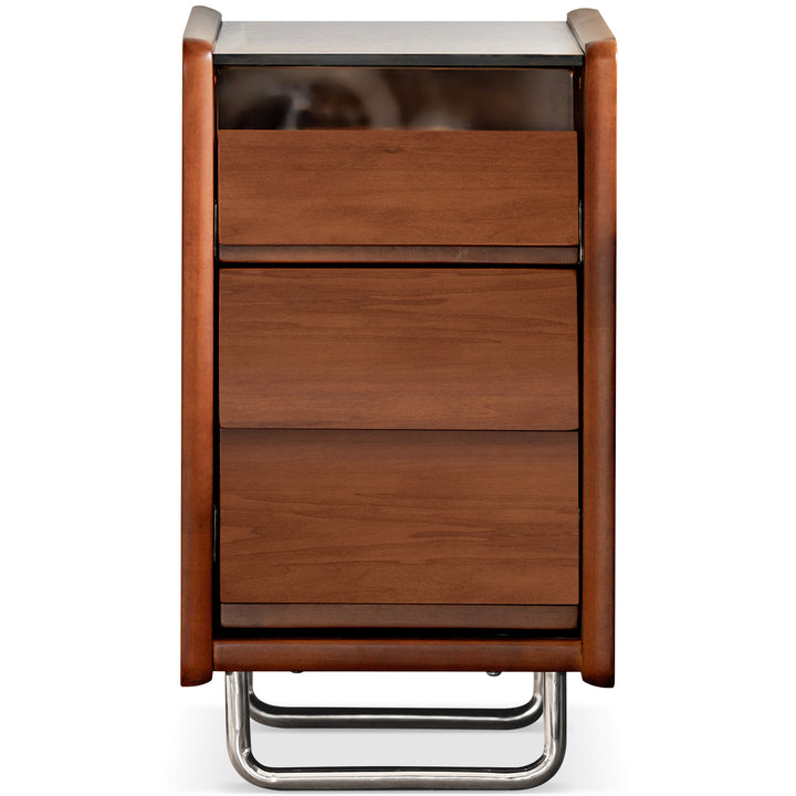 Bauhaus boxwood side table sita in white background.