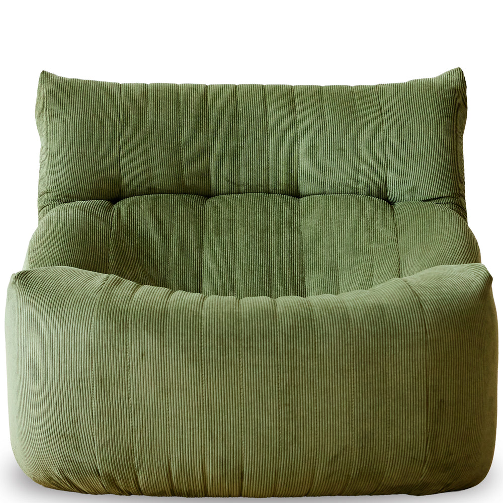 Cream corduroy velvet fabric 1 seater sofa kait in white background.