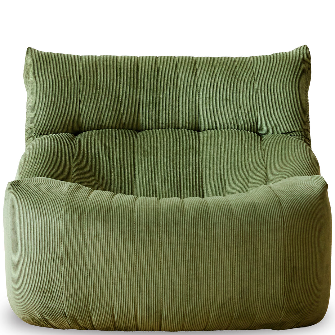 Cream corduroy velvet fabric 1 seater sofa kait in white background.