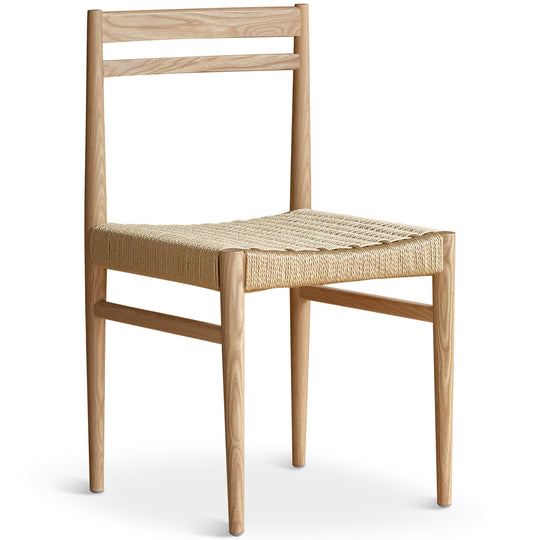 Bauhaus ash wood woven rope dining chair moore in white background.