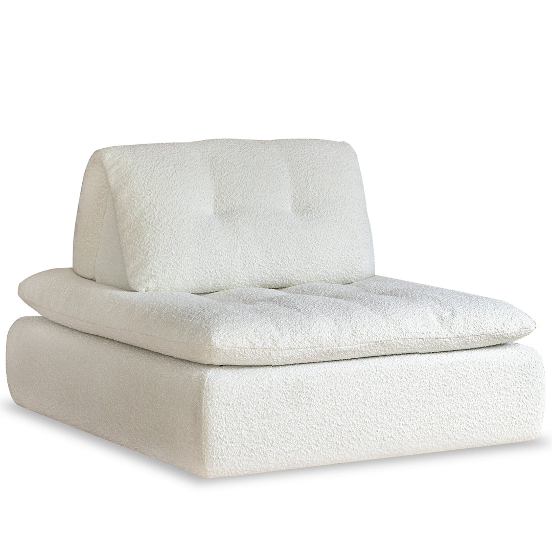 Cream boucle fabric modular 1 seater sofa bloc environmental situation.