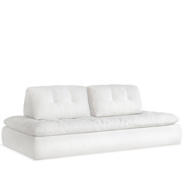 Cream boucle fabric modular 3 seater sofa couch bloc in still life.