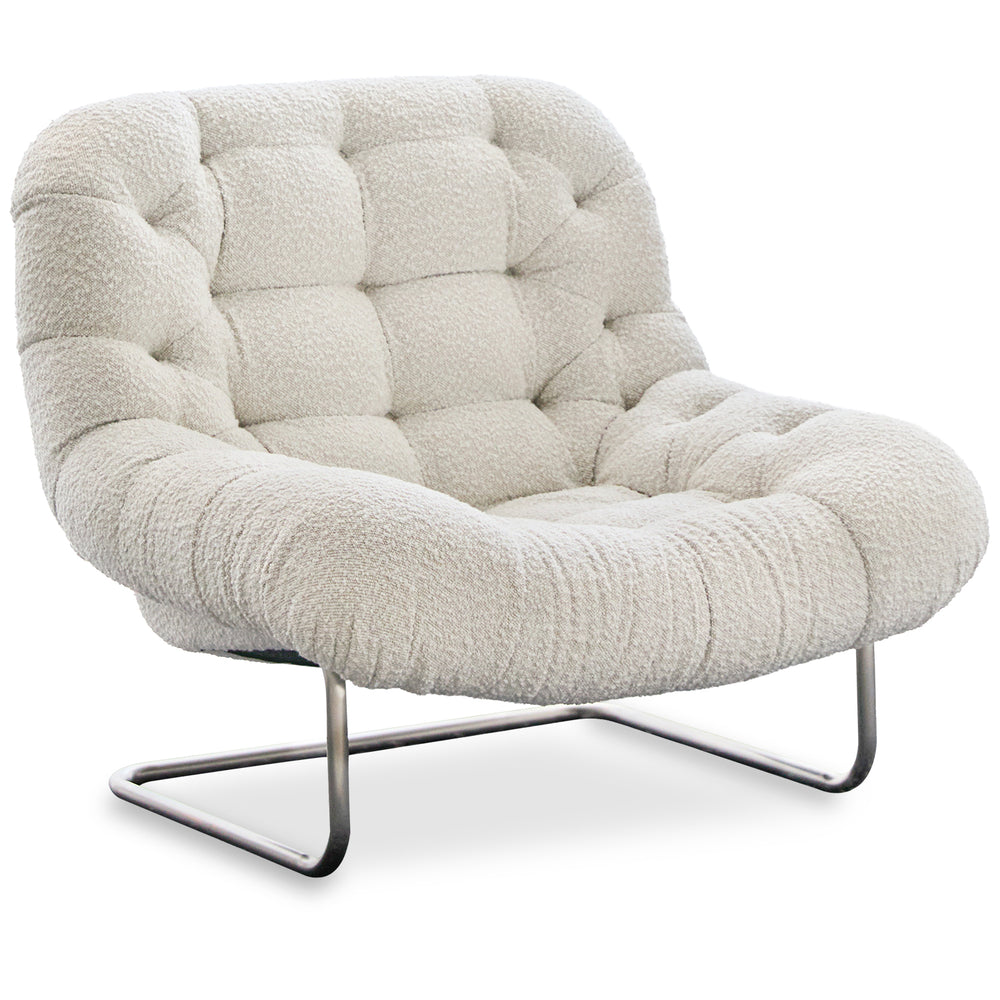 Bauhaus boucle fabric 1 seater sofa emi in white background.
