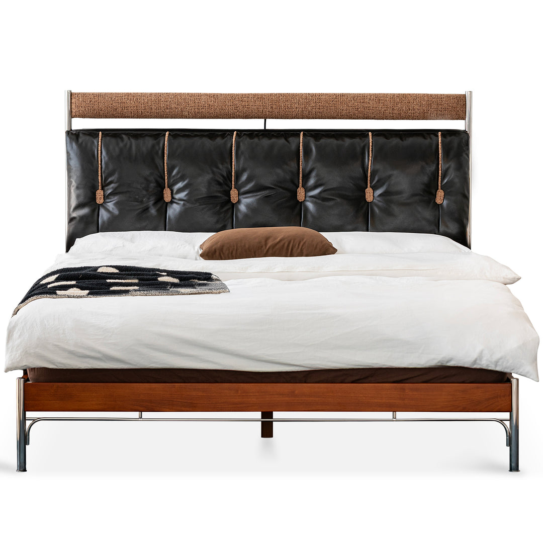 Bauhaus genuine leather bed supple black environmental situation.