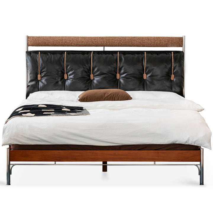 Bauhaus genuine leather bed supple black environmental situation.