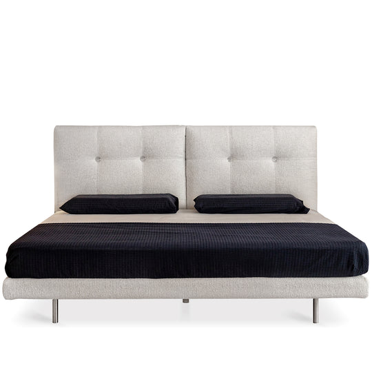Minimalist boucle fabric bed morn in white background.