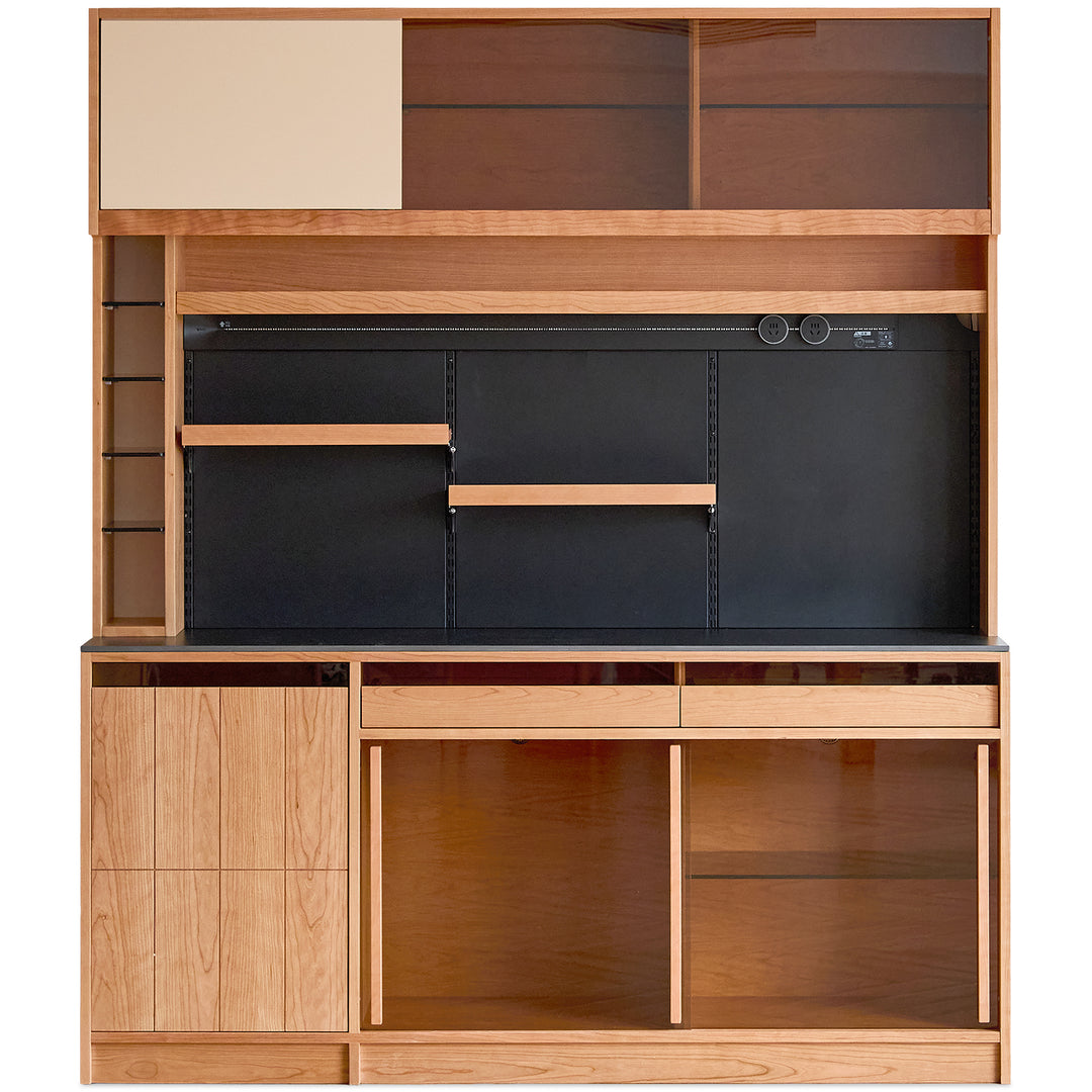 Scandinavian cherry wood sintered stone side cabinet timeless detail 3.